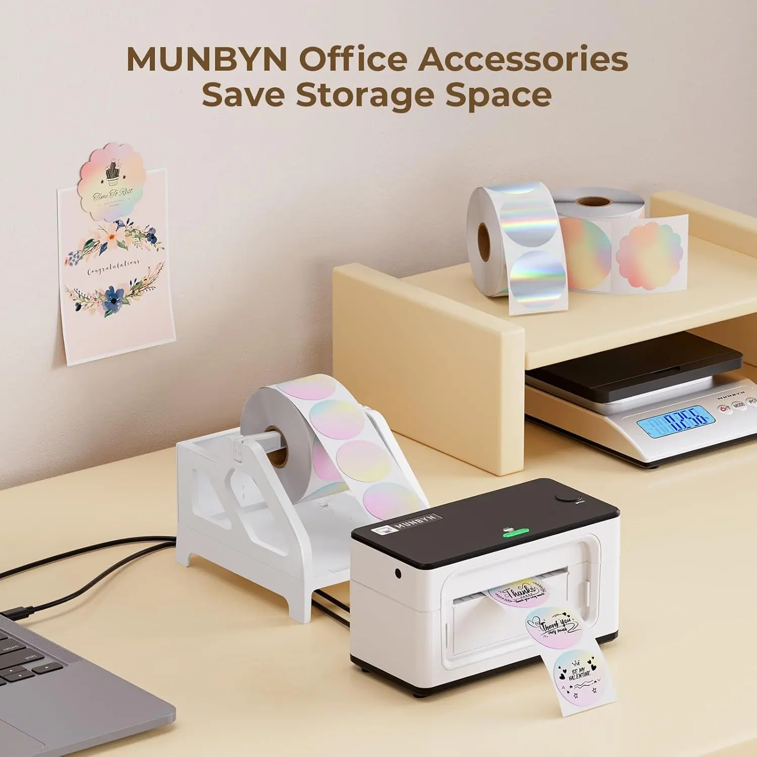 MUNBYN ILH01 Roll and Fan-Fold Label Holder for Shipping Labels - Image 5