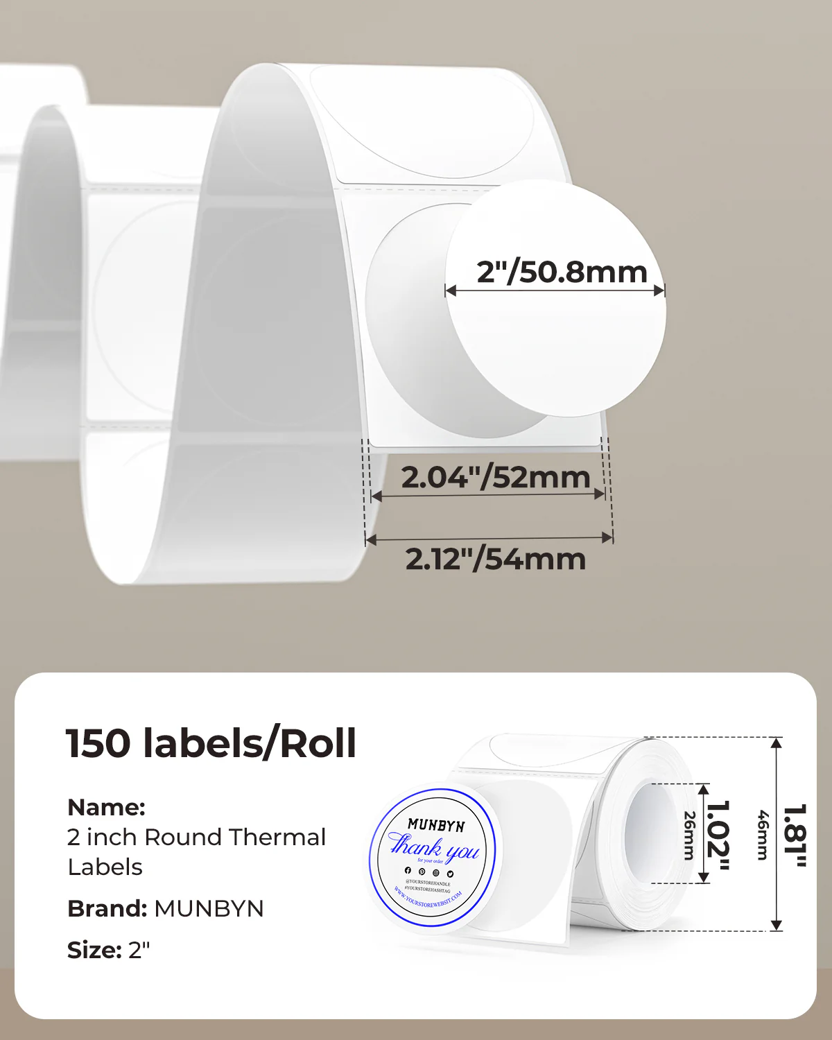 MUNBYN 2" Dual-Color Thermal Labels for RW405B Product and Packaging Stickers - Image 9