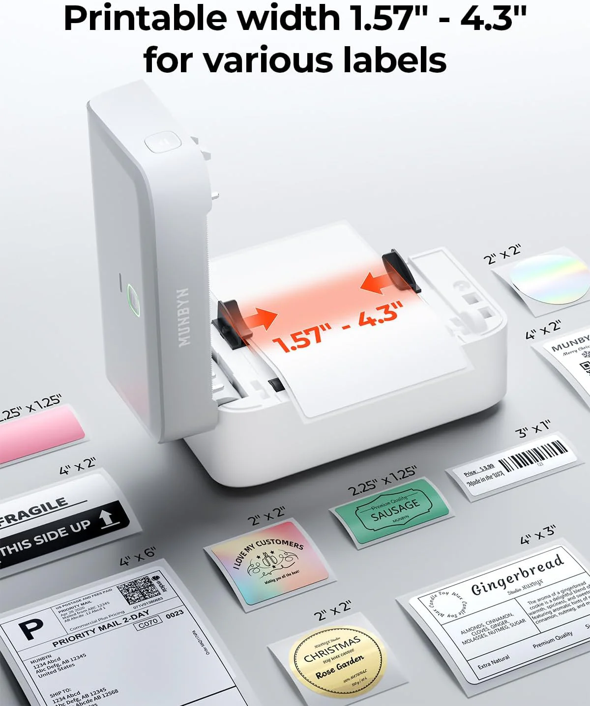 MUNBYN RW403B Bluetooth Thermal Label Printer for Shipping and Product Labelling - Image 10