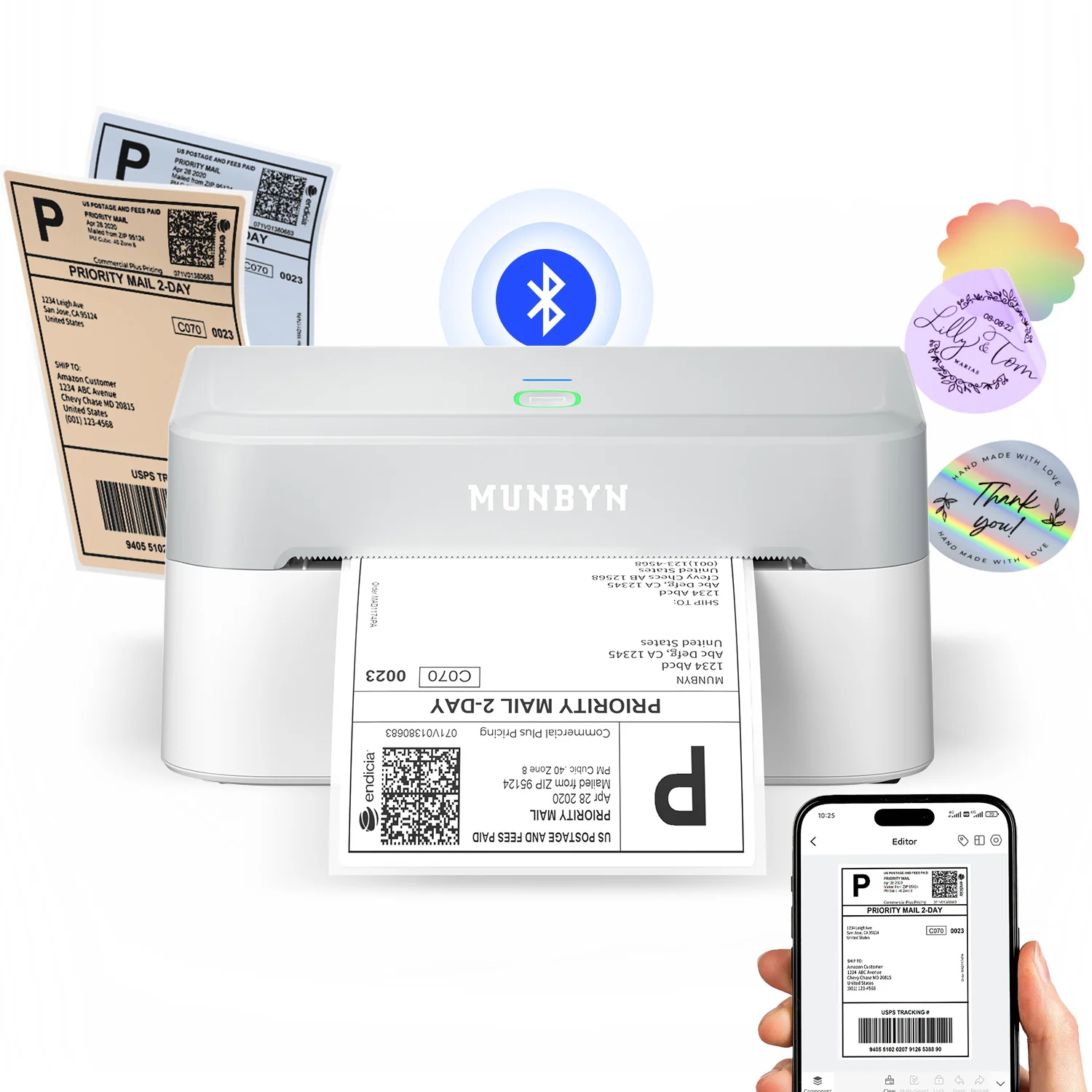 MUNBYN RW403B Bluetooth Thermal Label Printer for Shipping and Product Labelling - Image 16