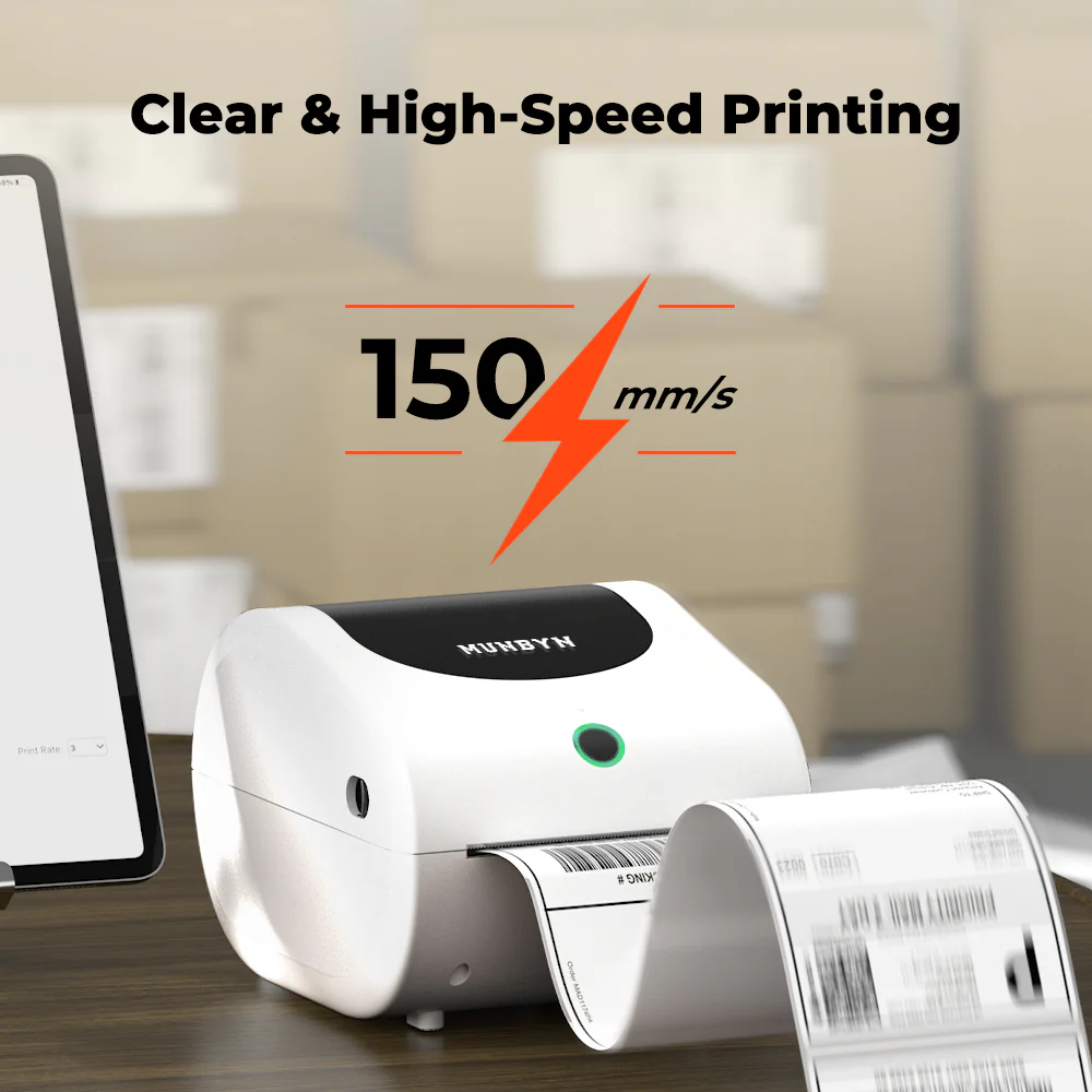 MUNBYN RW411B Bluetooth 4x6 Thermal Label Printer with Paper Tray for Daily Shipping - Image 7
