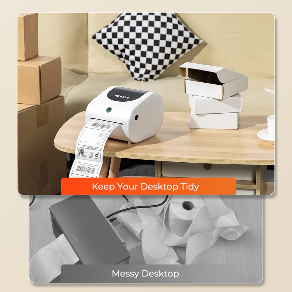 MUNBYN RW411B Bluetooth 4x6 Thermal Label Printer with Paper Tray for Daily Shipping - Image 10
