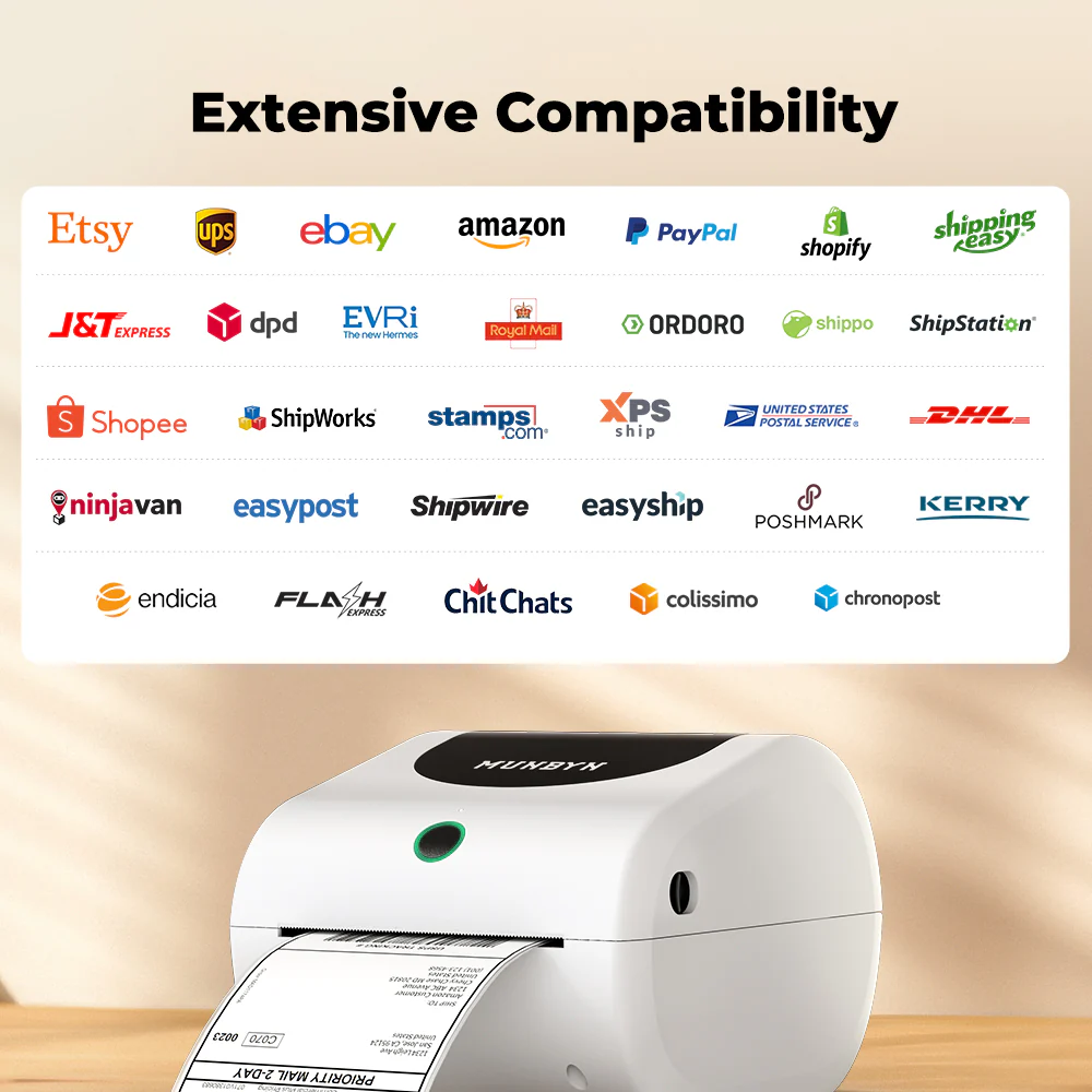 MUNBYN RW411B Bluetooth 4x6 Thermal Label Printer with Paper Tray for Daily Shipping - Image 9