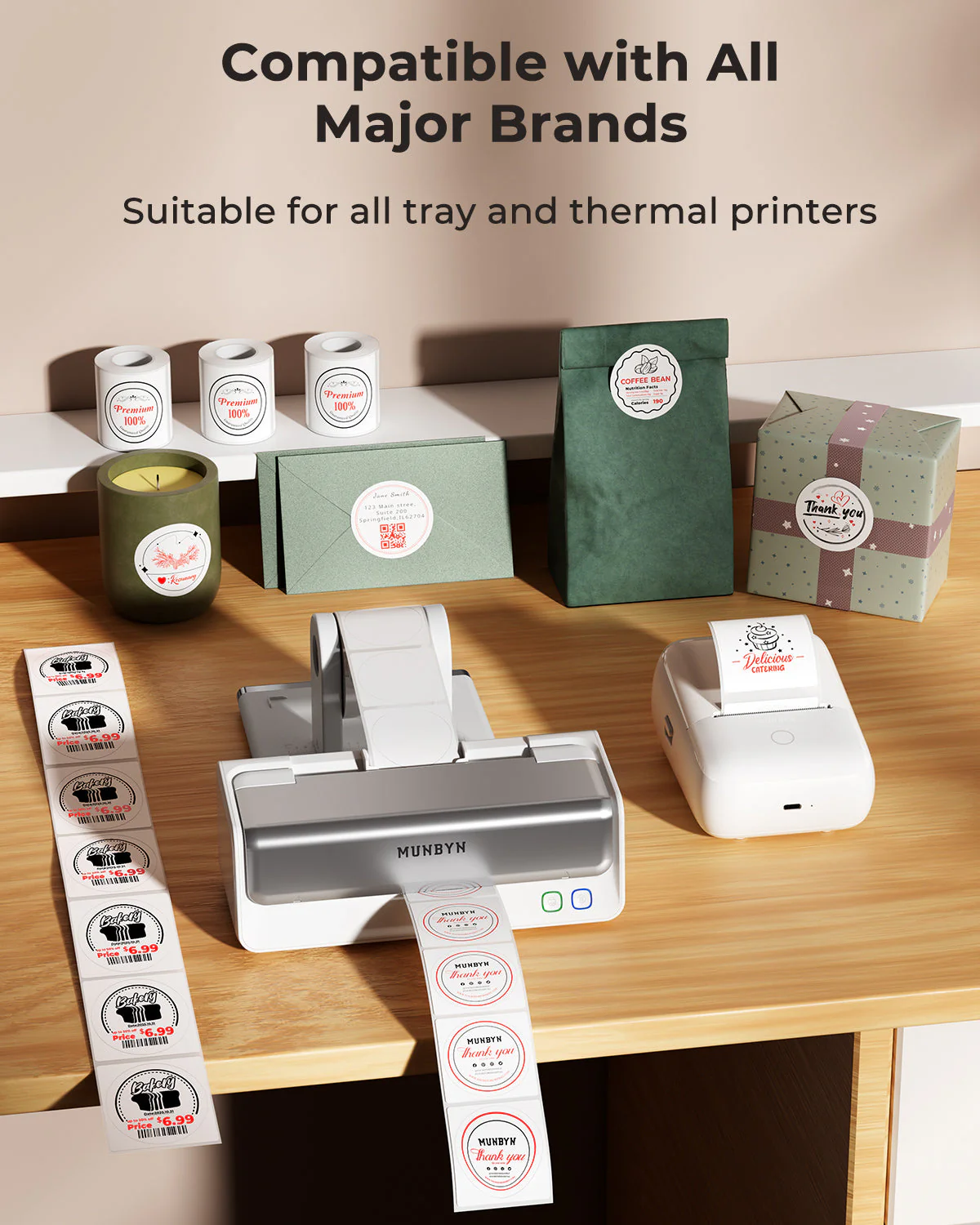 MUNBYN RealWriter 405B Dual-Color Bluetooth Printer & Round Labels Pet Pro Kit - Image 18