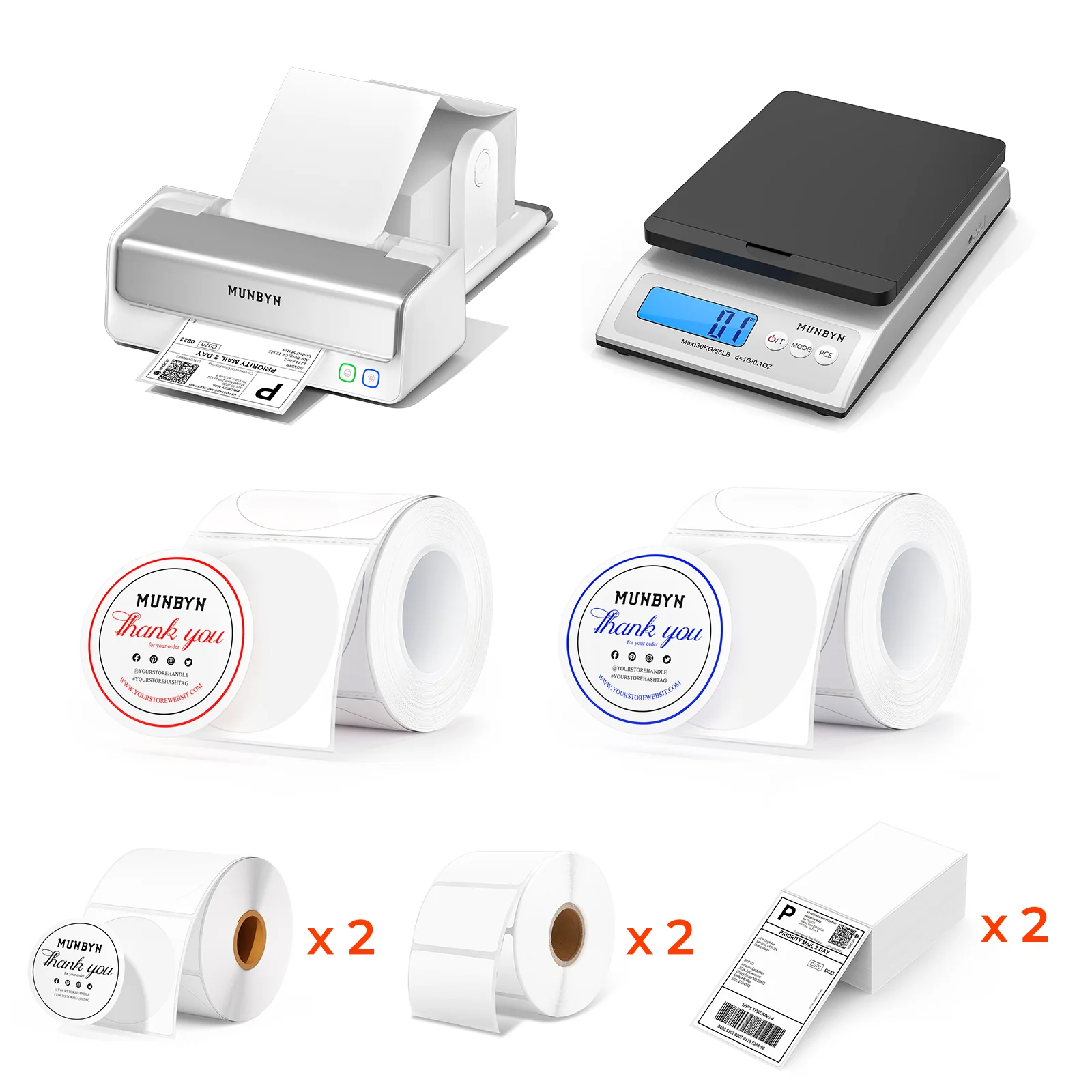 MUNBYN RW405B Dual-Color Thermal Label Printer Kit for Packaging and Branding - Image 5