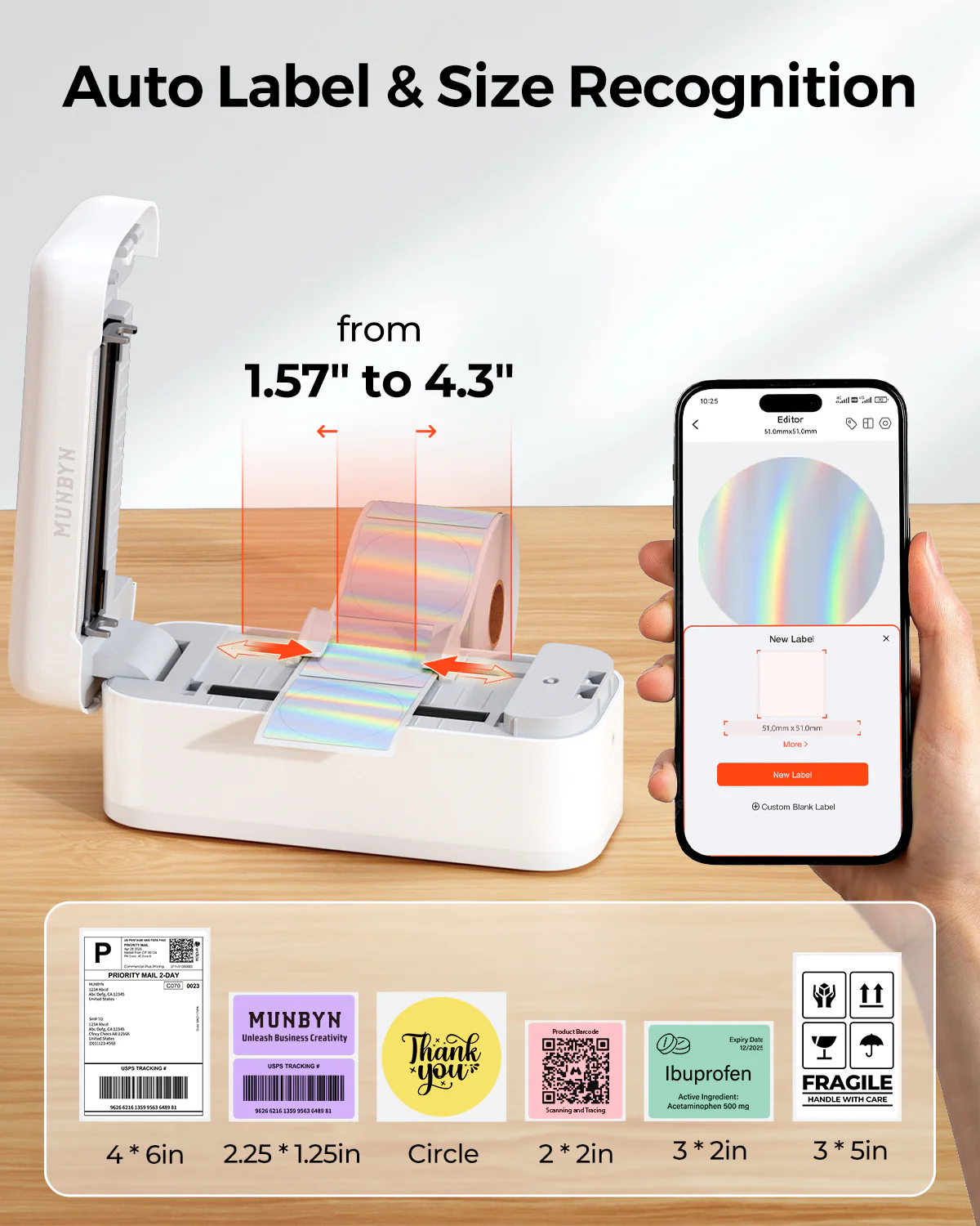 MUNBYN RealWriter 402B Bluetooth Printer & Circle Labels Shopify Packaging & Branding Elegant Kit - Image 6