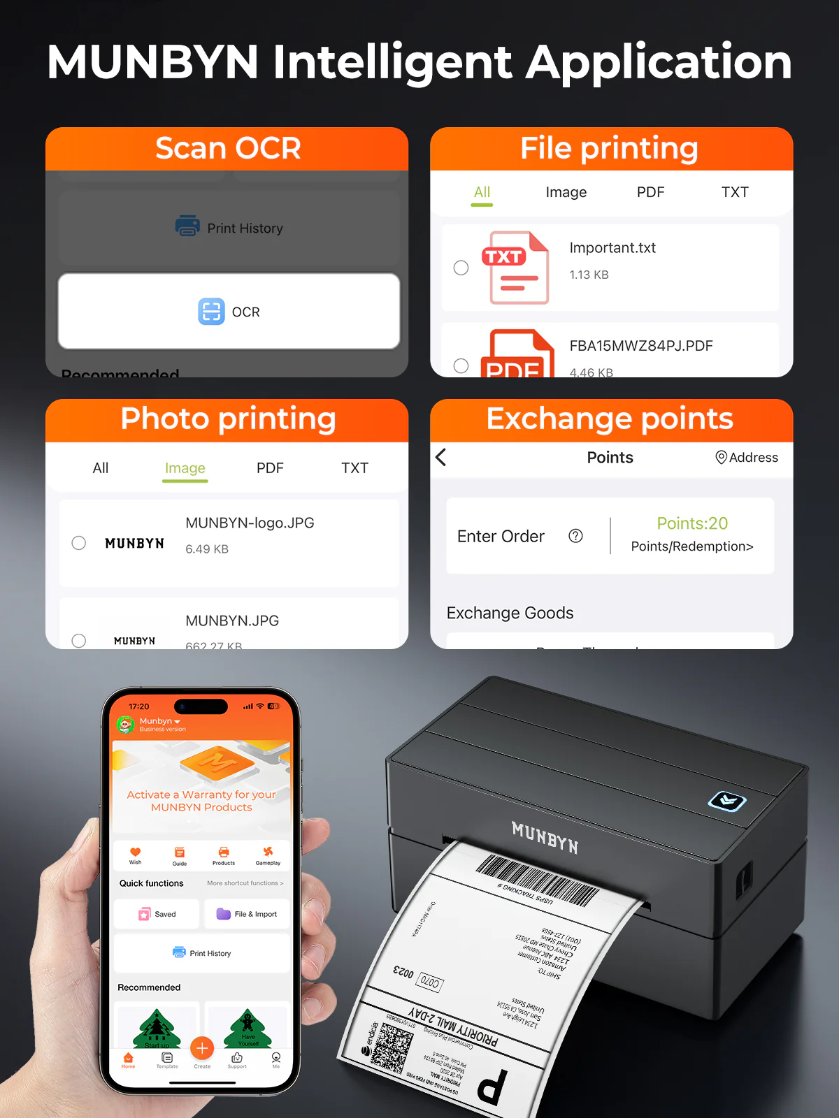 MUNBYN RealWriter 130B Bluetooth Printer & Rectangle Labels Shopify Product Labeling Classic Kit - Image 4