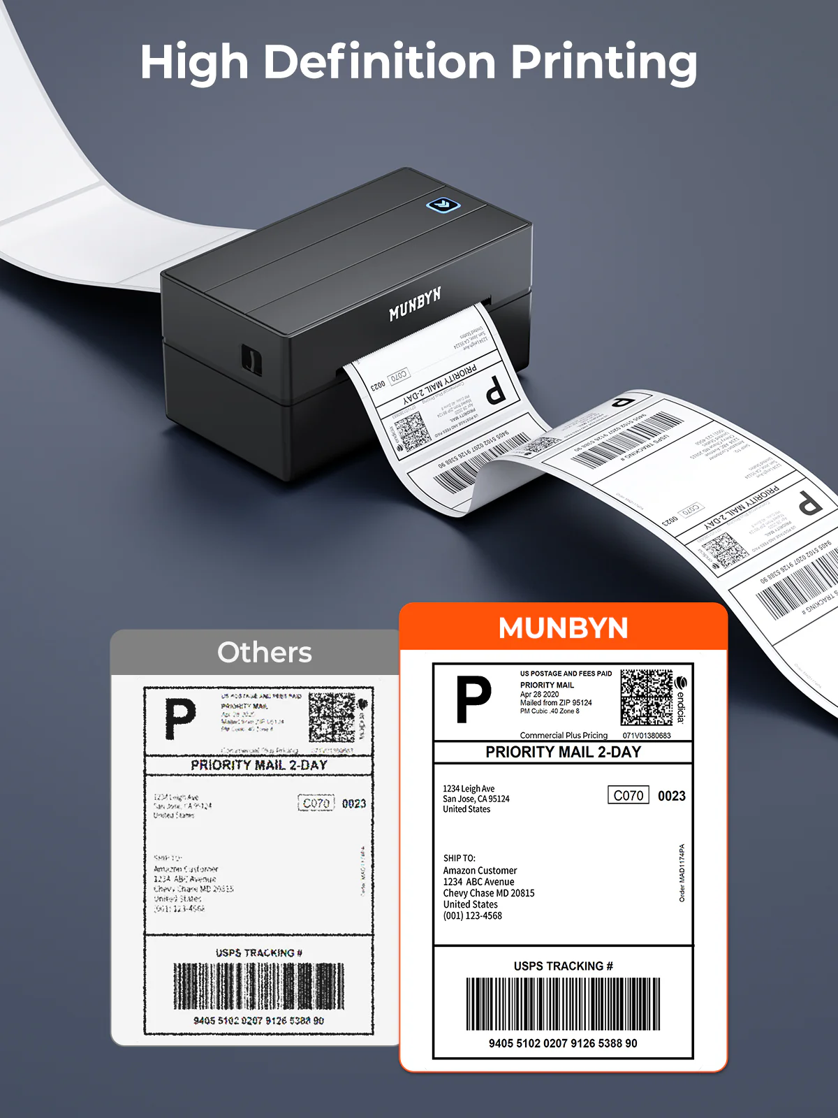 MUNBYN RealWriter 130B Bluetooth Printer & Rectangle Labels Shopify Product Labeling Classic Kit - Image 8
