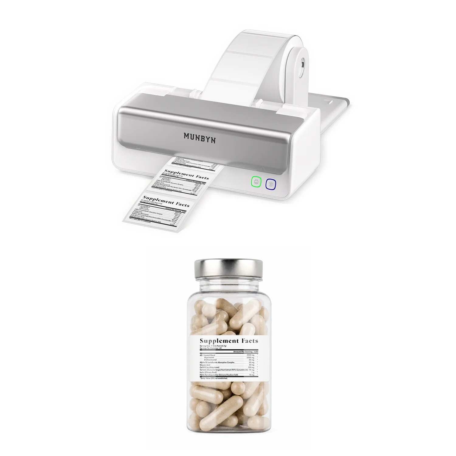 MUNBYN RealWriter 405B Bluetooth Printer & Rectangle Labels Supplement Pro Kit