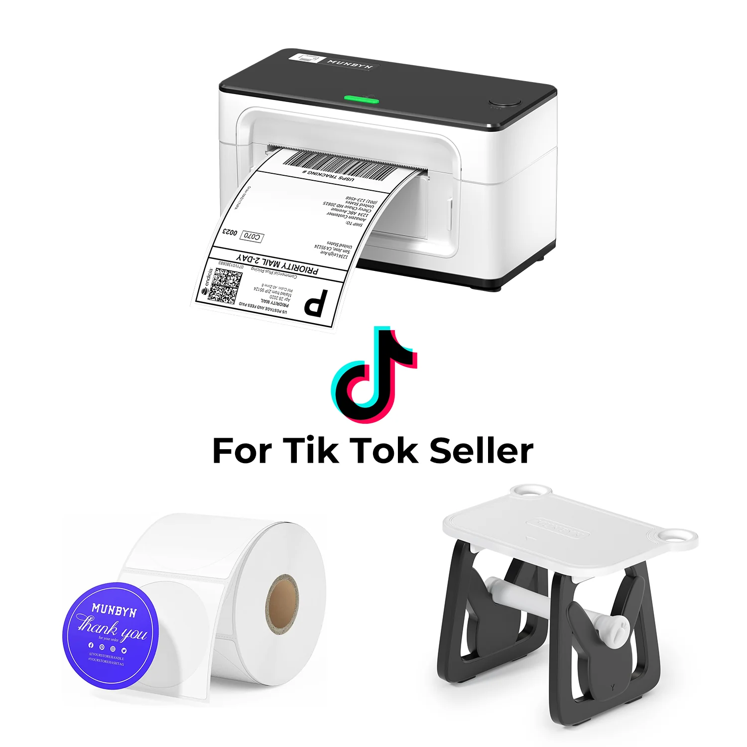 MUNBYN RealWriter 941B Bluetooth Printer & Blue Printing Labels TikTok Product Classic Kit